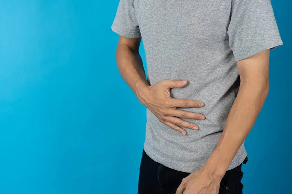 Tacto Mano Estómago Tiene Dolor Abdominal Gastritis Crónica Hombre Sufre —  Fotos de Stock