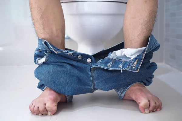 Männer Haben Wehen Und Bauchschmerzen Durchfall Konzept — Stockfoto