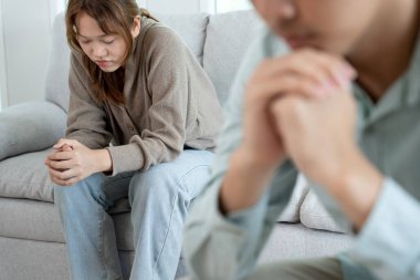 Divorce and quarrels. couples are desperate and disappointed after marriage. Husband and wife are sad, upset and frustrated after quarrels. distrust, love problems, betrayals. family problem