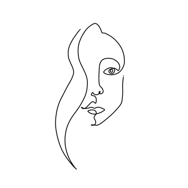 Female face line art — Stock Vector