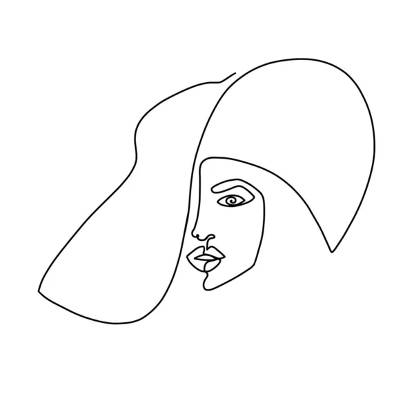 Arte de línea facial femenina — Vector de stock