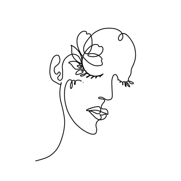 Linea viso femminile arte — Vettoriale Stock