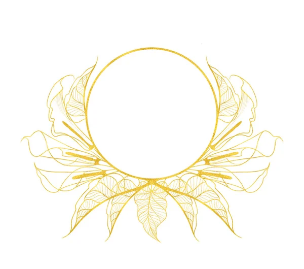 Luxury Minimalistic Design Modern Gold Invitation Frame Invitation Design Wedding — Stock Photo, Image