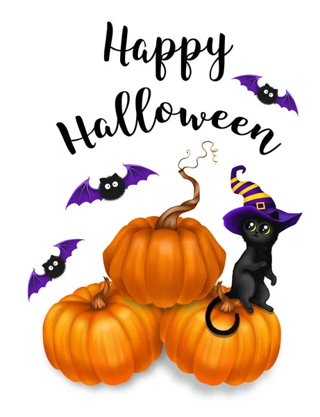 Feliz halloween tarjeta de felicitación dibujada a mano — Foto de Stock