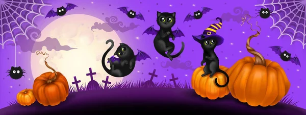 halloween banner black cats