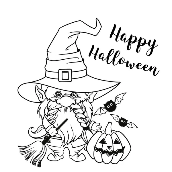 Gnome halloween lineaarista taidetta — vektorikuva