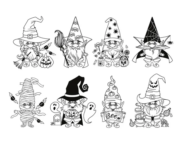 Gnomo para halloween arte lineal — Archivo Imágenes Vectoriales