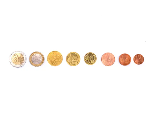 Евро Монеты Белом Фоне — стоковое фото