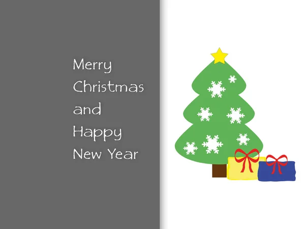 Christmas card with green Christmas tree vector