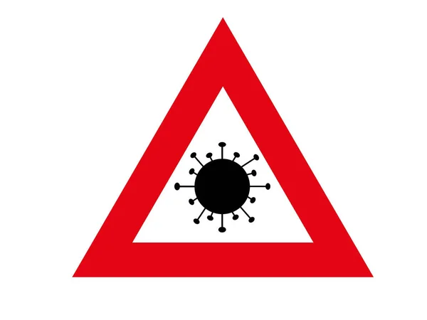 警告ウイルスベクターの標識を白の背景に隔離 — ストック写真