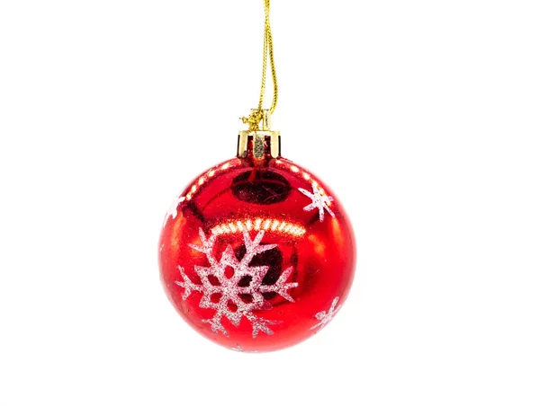 Rode Kerst Ornament Geïsoleerd Witte Achtergrond — Stockfoto