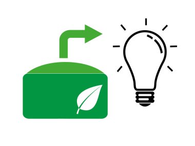 Electricity generation light bulb with biogas plant vector clipart