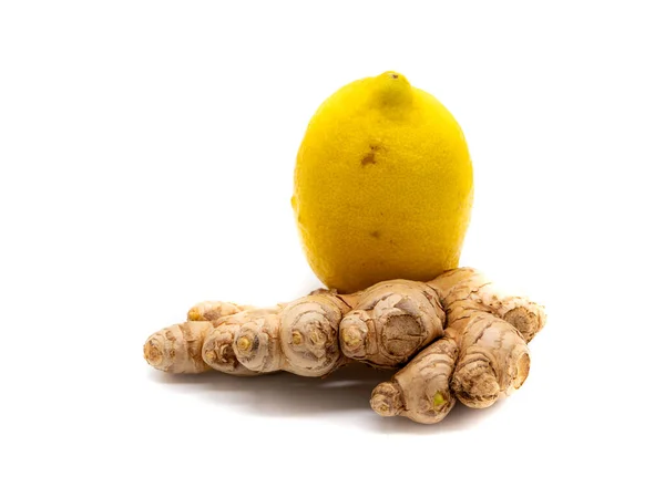 Ingefära Och Citron Med Kall Isolerad — Stockfoto