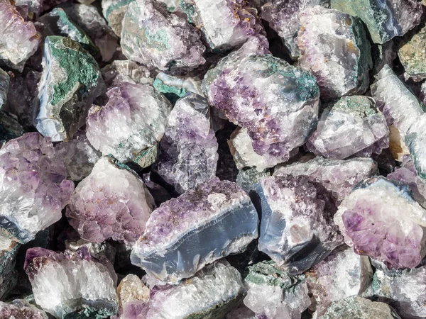 Crystal Stone macro mineral, purple rough amethyst quartz crystals