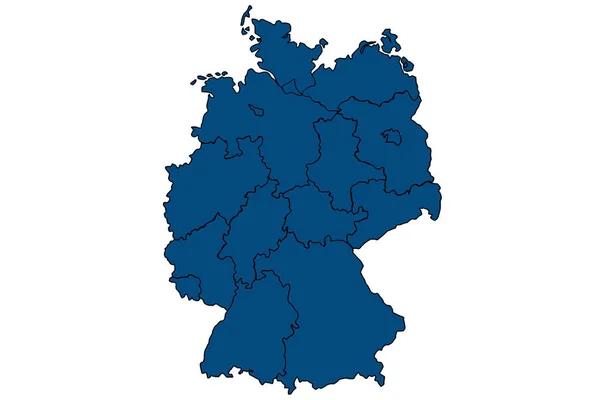 Germania Mappa Stati Federali Mappa Vettore Scuro — Foto Stock