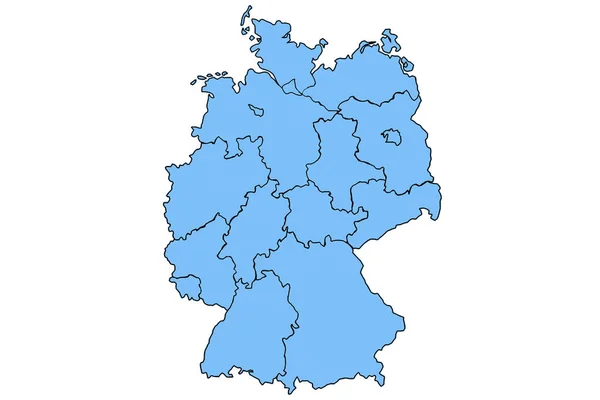 Germania Mappa Stati Federali Mappa Vettore Blu — Foto Stock