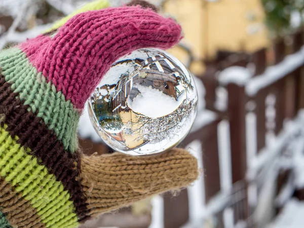 Wintergarten Einer Glaskugel — Stockfoto