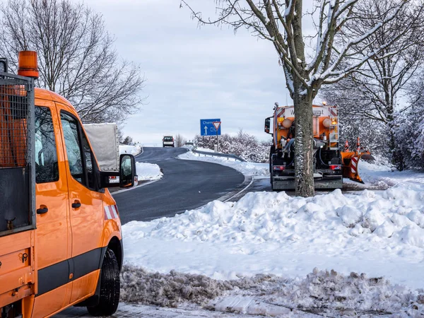 Servicio Invierno Acción Autopista Alemania — Foto de Stock