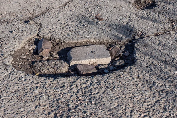 Camino Mala Calidad Con Baches —  Fotos de Stock