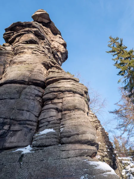 格林芬斯坦萨克森冬季岩石的形成 — 图库照片