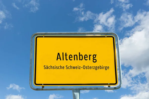 The entrance sign of Altenberg in Saxony\'s Eastern Ore Mountains