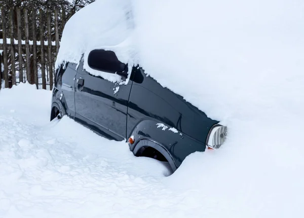 Carro Completamente Nevado Caos Neve — Fotografia de Stock