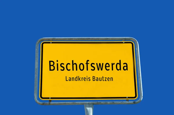 The entrance sign of Bischofswerda in Saxony