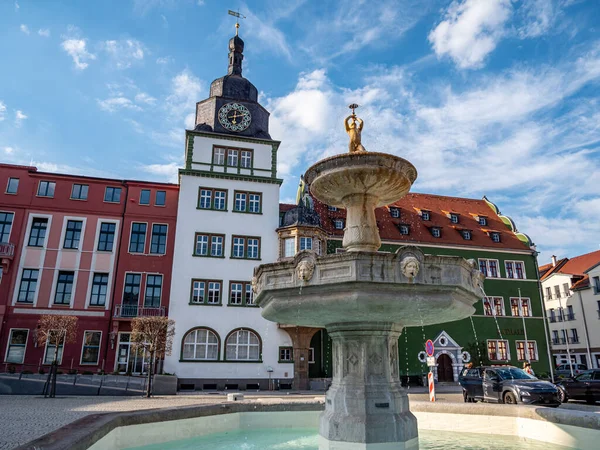 Rudolstadt Thuringia市政厅和市场喷泉 — 图库照片