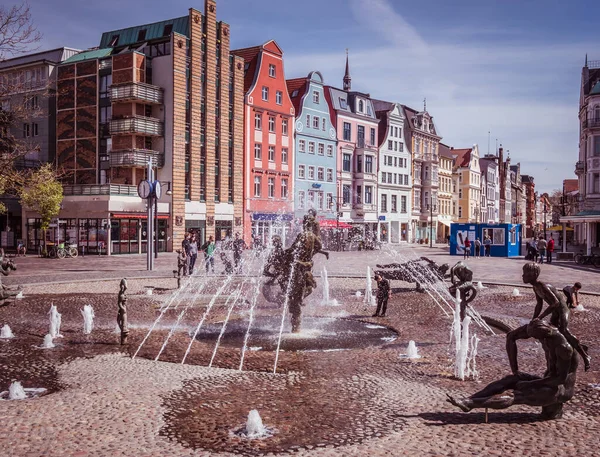 Old Town Rostock Fountain Joie Vivre — Zdjęcie stockowe