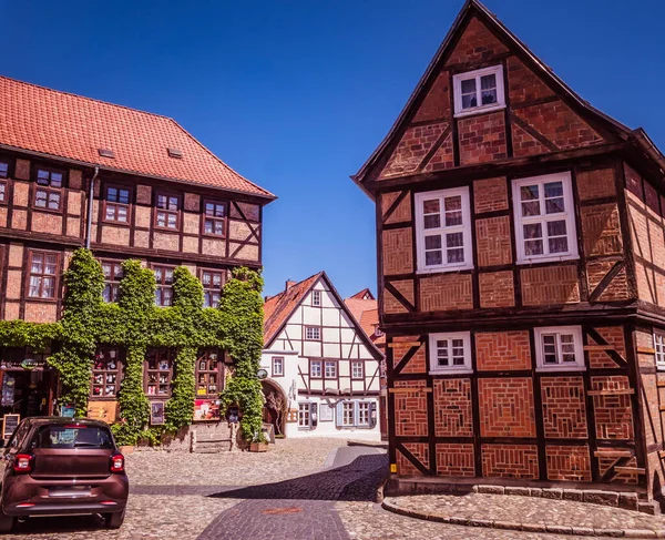 Zpola Roubené Domy Quedlinburgu Harzských Horách — Stock fotografie