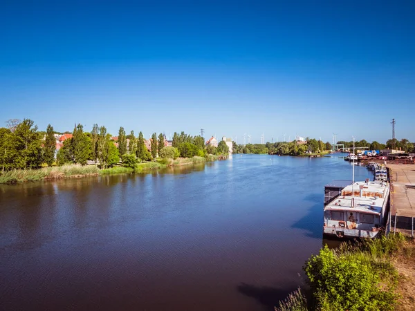 Vista Panorâmica Rio Saale Saxônia Anhalt — Fotografia de Stock