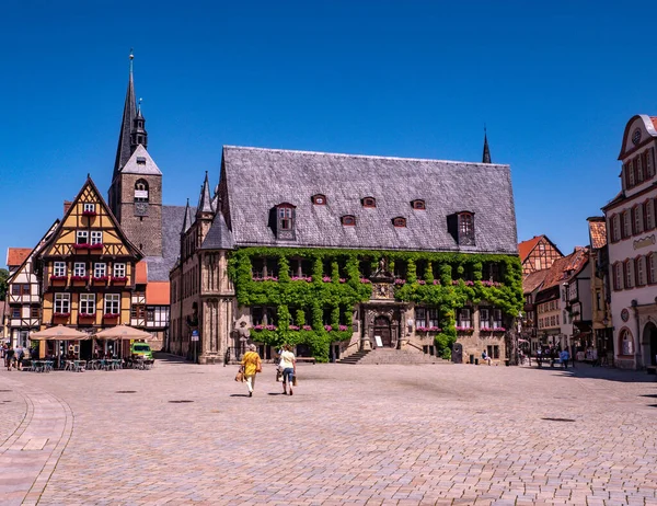 Town Hall Market Square Quedlinburg Harz Mountains — Stock Photo, Image