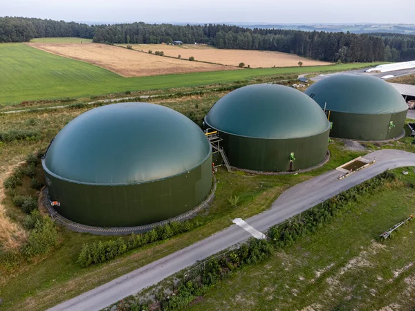 Widok Lotu Ptaka Biogazowni — Zdjęcie stockowe