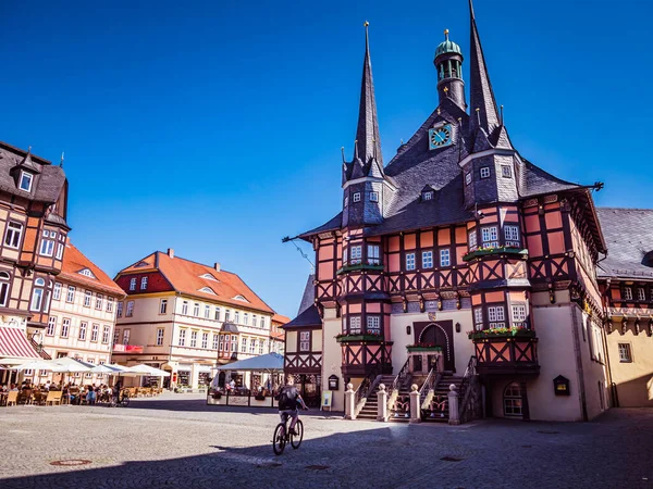 Αγορά Πλατεία Δημαρχείο Στο Wernigerode Στα Βουνά Harz — Φωτογραφία Αρχείου