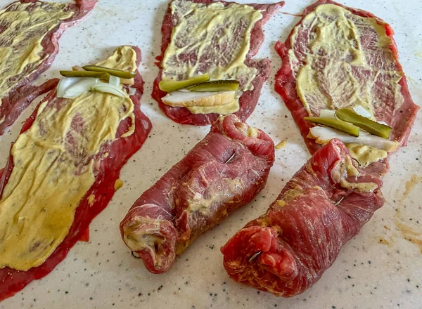 Roladas Frescas São Preparadas Cozinha — Fotografia de Stock