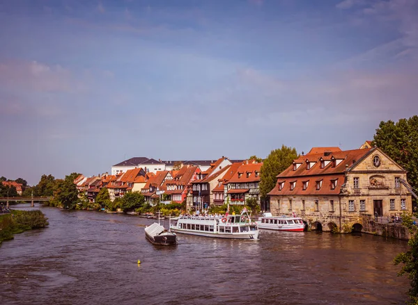 Pequena Veneza Bamberg Com Navios — Fotografia de Stock