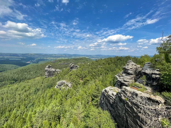 Utsikt Över Det Steniga Landskapet Elbe Sandstensbergen — Stockfoto