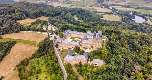 Panorama Veduta Aerea Del Monastero Vierzehnheiligen Con Basilica — Foto Stock