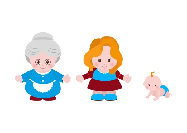 Drie generaties. Vrouwen van verschillende leeftijden — Stockvector