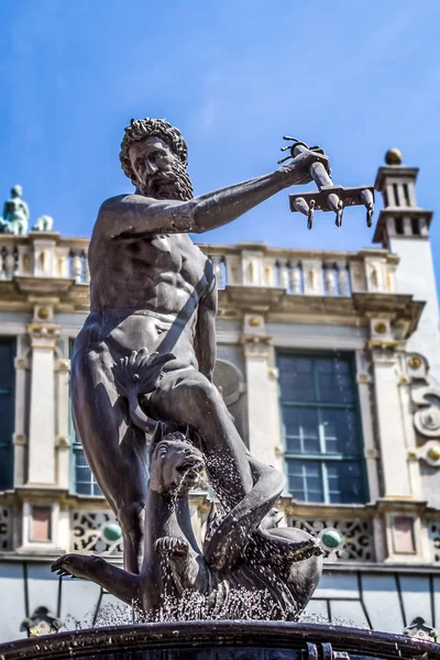 Fontän av Neptunus i Gdansk, Polen — Stockfoto