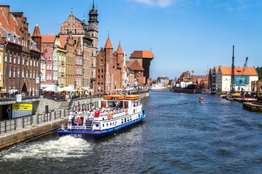 Eski şehir, gezi teknesi, Motlawa Nehri Gdansk iskele