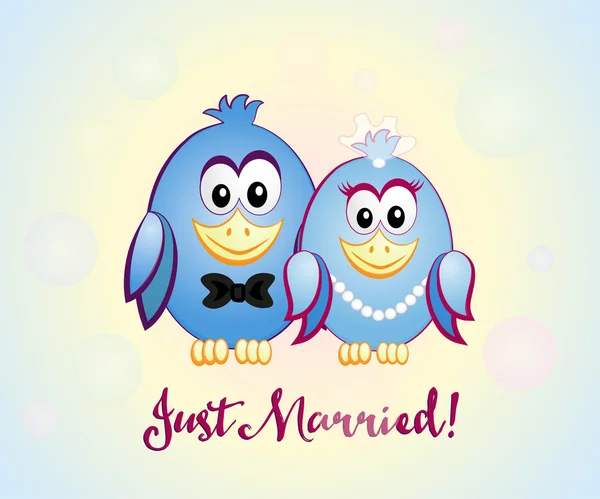 Baru saja menikah, burung biru - Stok Vektor