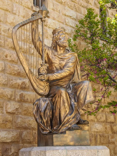 Monumento do Rei Davi com a harpa em Jerusalém — Fotografia de Stock