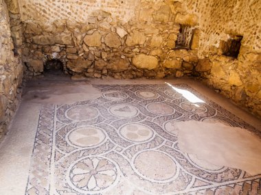 Ancient mosaic floor, Masada fortress, Israel clipart