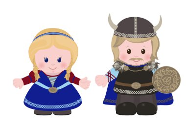 Vikingler, erkek ve kadın eski İskandinav giyim.