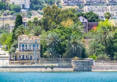 Tiberias - city on the hill on the shore of the Sea of Galilee, Israel clipart