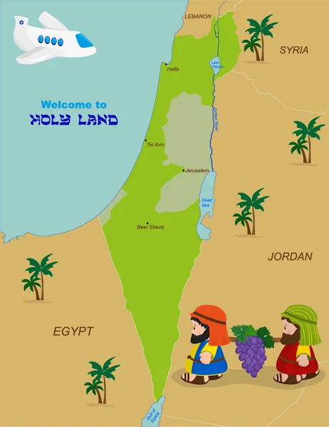 Mapa de Israel con dos espías — Vector de stock