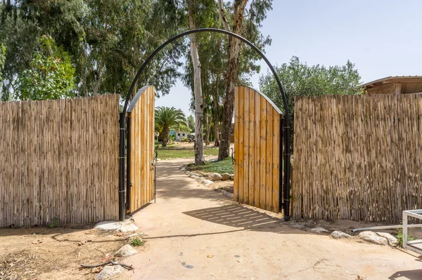 Wooden double gates in camping — Stock Photo, Image