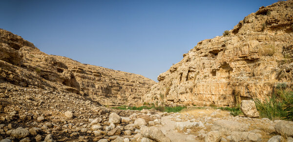 Wadi Qelt or Nahal Prat, in Judaean Desert, Israel