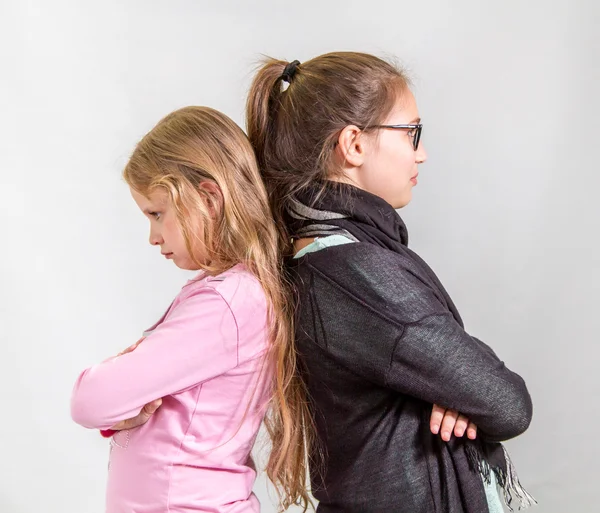 Retrato de dos chicas de pelo largo, rubias y morenas —  Fotos de Stock